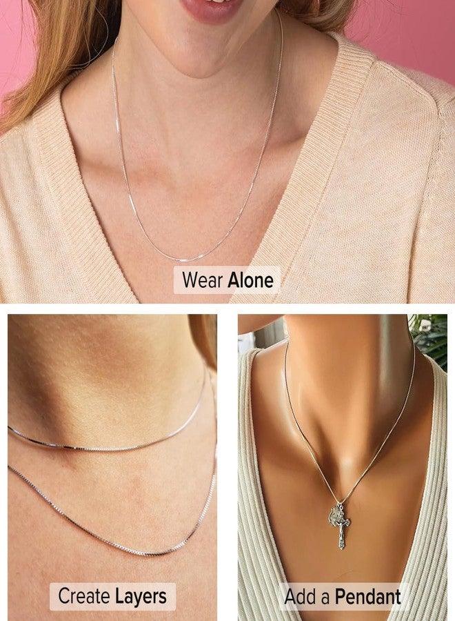 APOLEEA 925 Sterling Silver Italian Box Chain Necklace - Secure Spring Clasp, Perfect for Layering - Durable Necklace & Bracelet Chains for Everyday & Special Occasions - Image 5